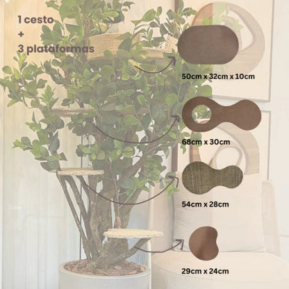 1.8m Natural Tree Cat Tower｜Handcrafted Multi-Level Cat Climbing Tree for Indoor Cats