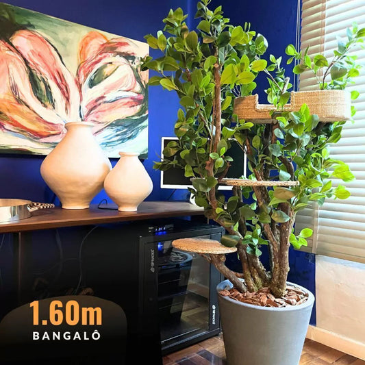 1.6m Natural Tree Cat Tower｜3-Level Indoor Cat Tree with Sisal Platforms