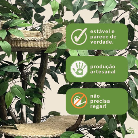 1.6m Natural Tree Cat Tower with Real Wood Trunks & Sisal Platforms